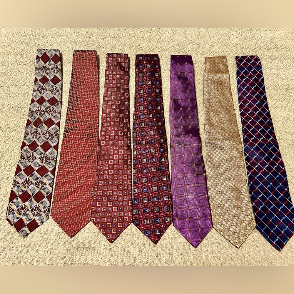 VTG EXTRA LONG Designer Silk Ties Bundle of 7